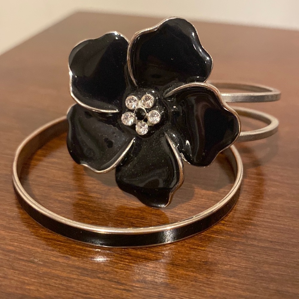 Black and Silver - Bracelet Set of 2